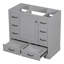 Armoire de salle de bain 36 po, finition grise, 6 tiroirs, tablette réglable, bois gris moderne, solide