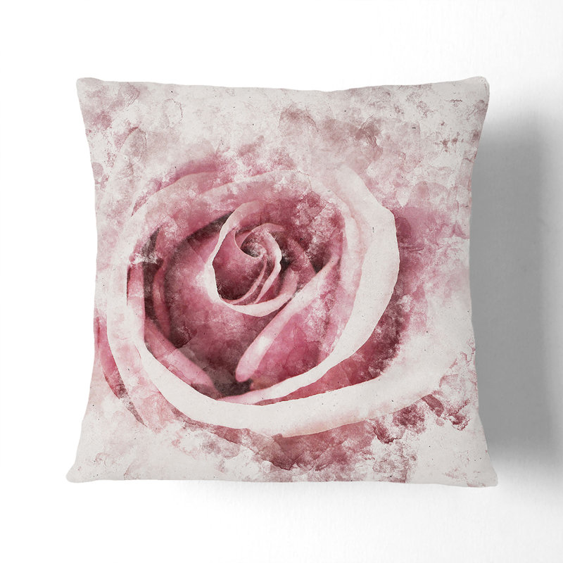 Pretty Rose Flower Cushion with Filling, 55cm H x 55cm W x 20cm D, White