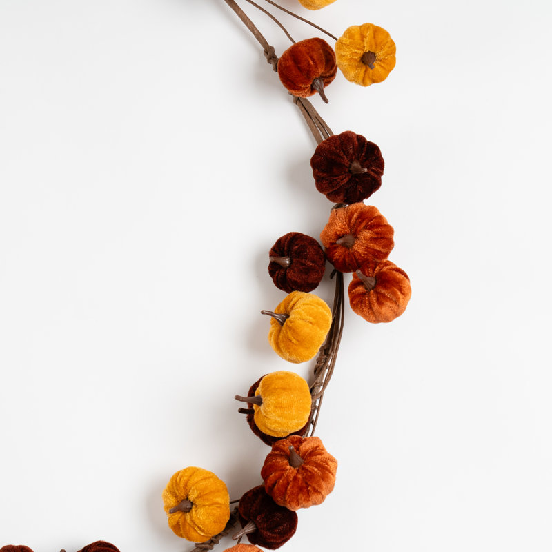 150cm Velvet Pumpkin Garland, Brown