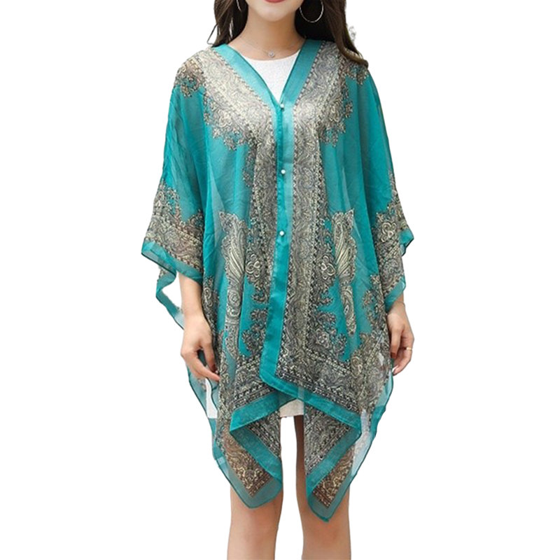 Peignoir en dentelle au genou, Bleu sarcelle