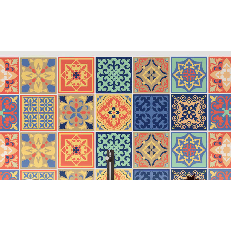 Tuile de champ de colle en pvc 6 po x 6 po, Orange/bleu