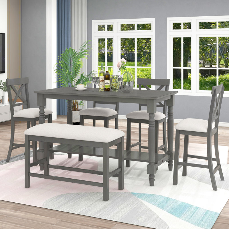 Maci-Lea Four Leg Dining Set, Gray