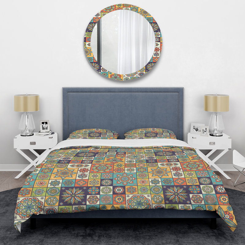 Multicolor Floral Patchwork - Abstract Duvet Cover Set - Microfiber Polyester, Twin Duvet Cover + 1 Standard Sham