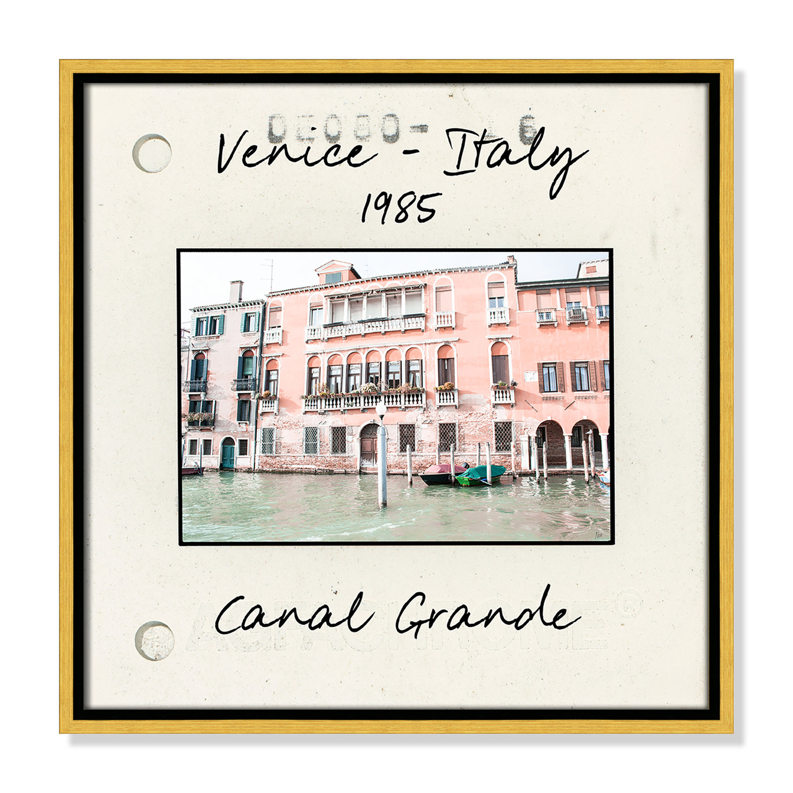 Travel Slide Collection "Venice, Italy - Grand Canal" Print, Gold Floater Framed Canvas, 17.5" H x 17.5" W x 2" D