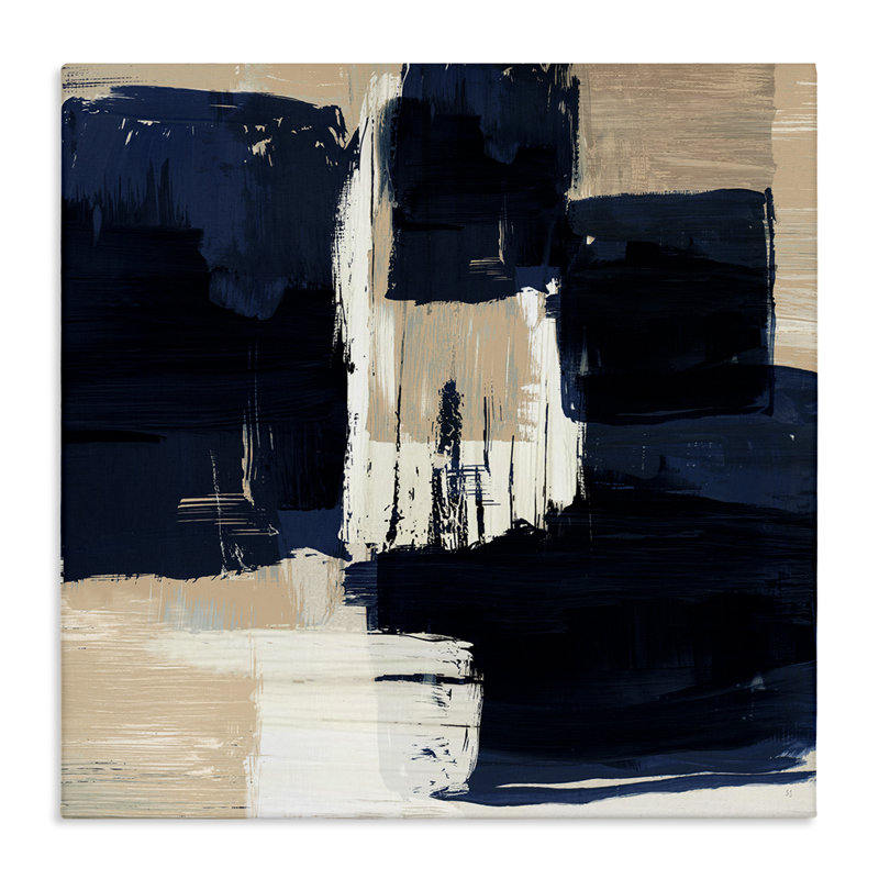 «Restless Blue & Tan Shapes Floater» par Susan Jill, H 24 po x l 24 po