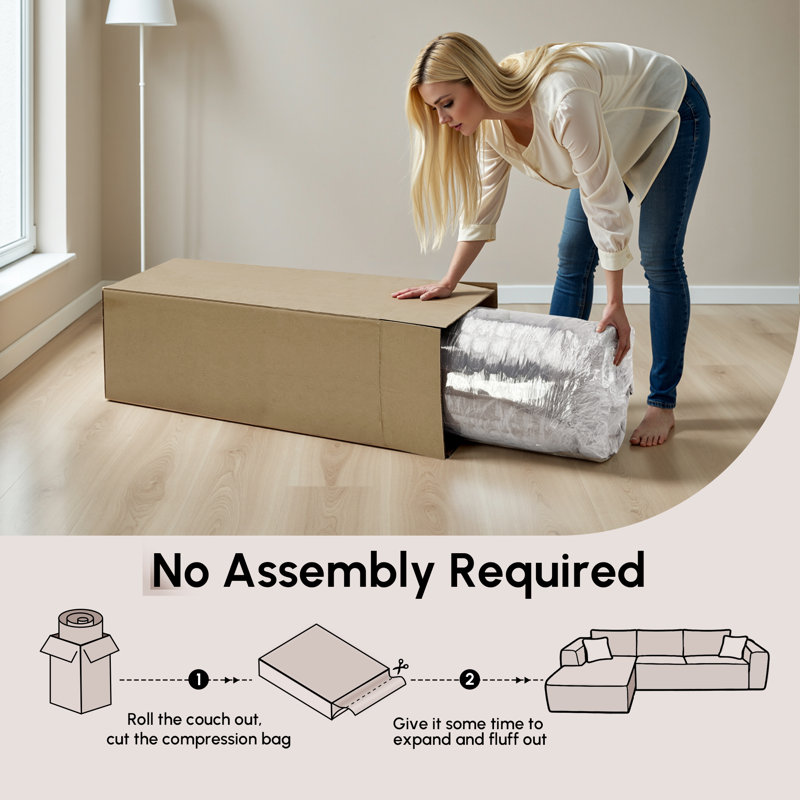 Sabit Boneless 2 - Piece Free Combination Sectional-No Assembly Required Compression Sofa, Left Hand Facing