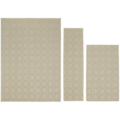 Ensemble de tapis à aire brun clair touffeté géométrique Togut