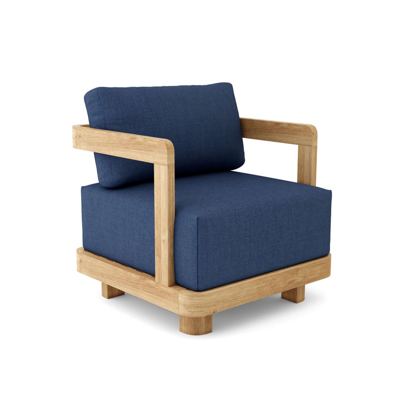 Granada Outdoor Teak Lounge Chair, Canvas Navy Sunbrella® Canvas