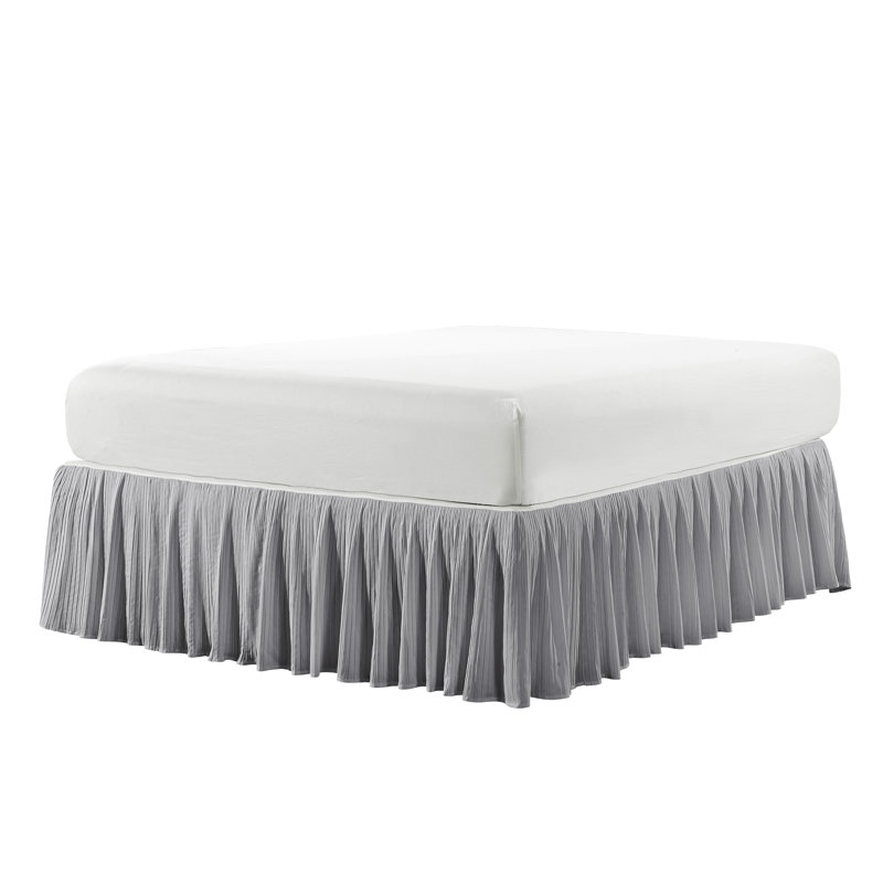 Pleated Bed Skirt, Grey, King