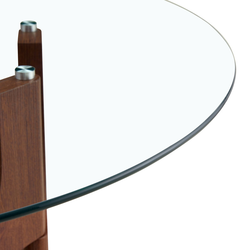  46" Glass Top Dining Table, Brown