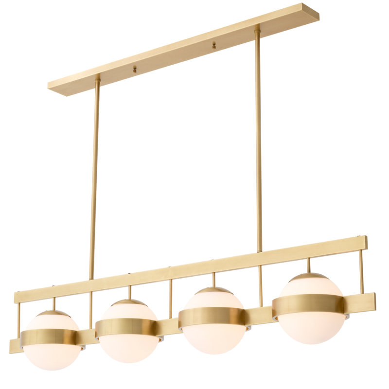 Biba Antique Brass Crystal 4-Light Dimmable Kitchen Island Chandelier