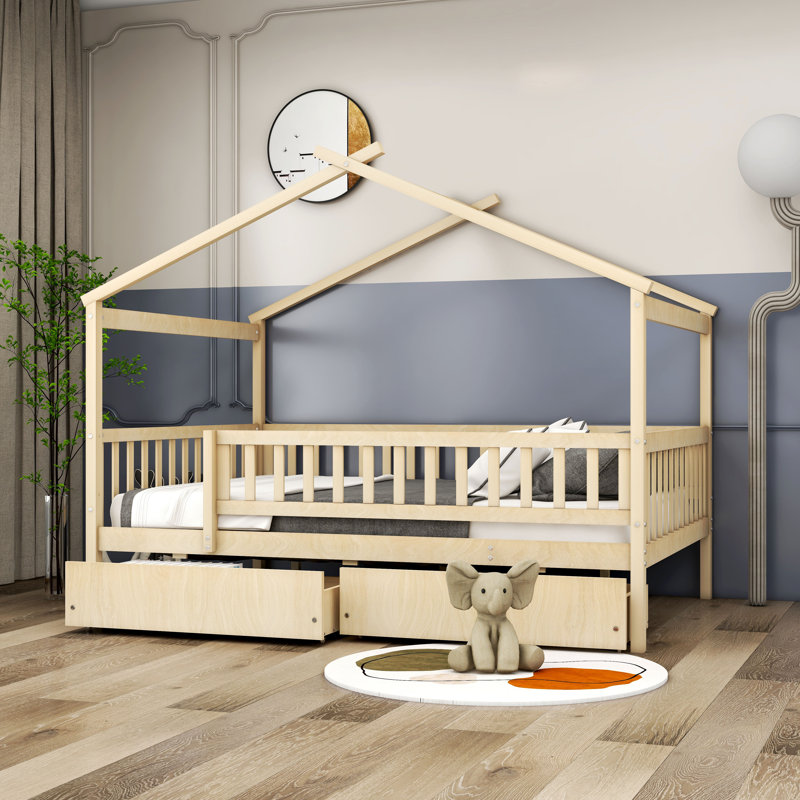 Hann Kids House Bed, Full, Natural