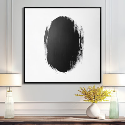 Monochrome Abstract Wall Art, Grey Oval Canvas, Trabzon
