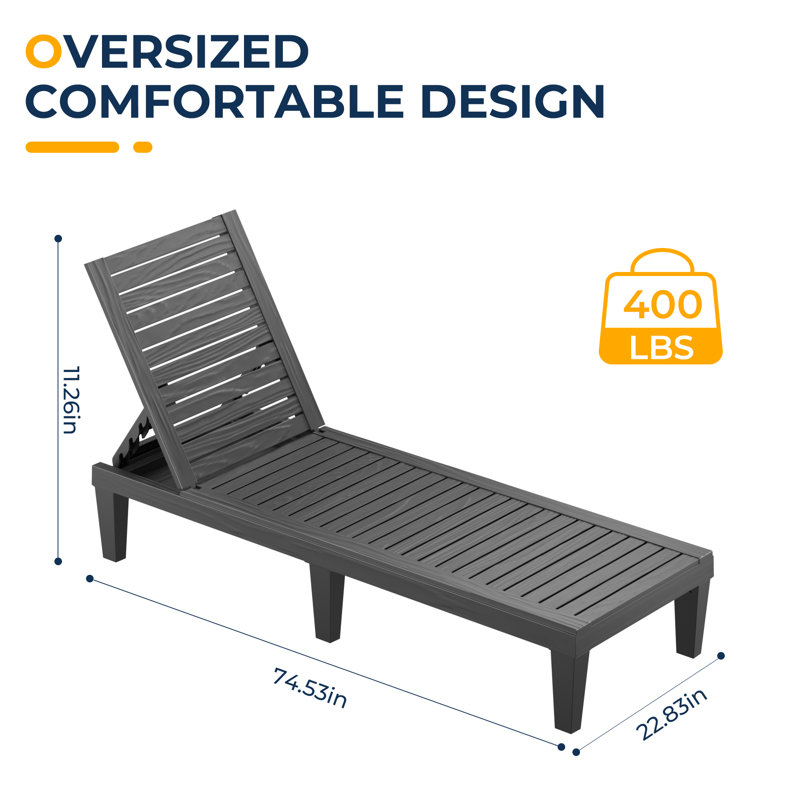 Outdoor Chaise Lounge, Black