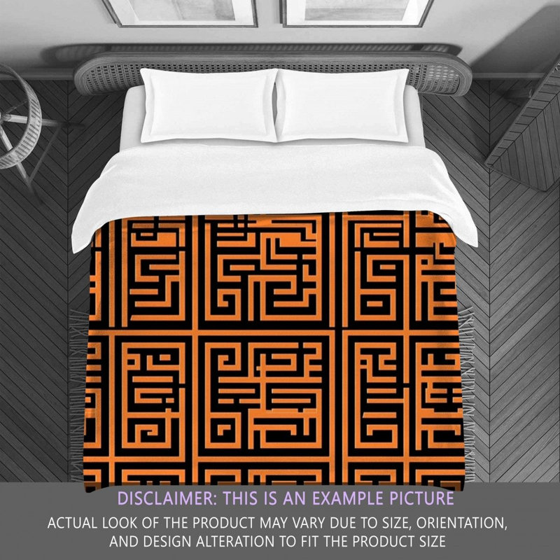 Machine Printed Comforter, Twin Comforter, Black/Orange Geometric