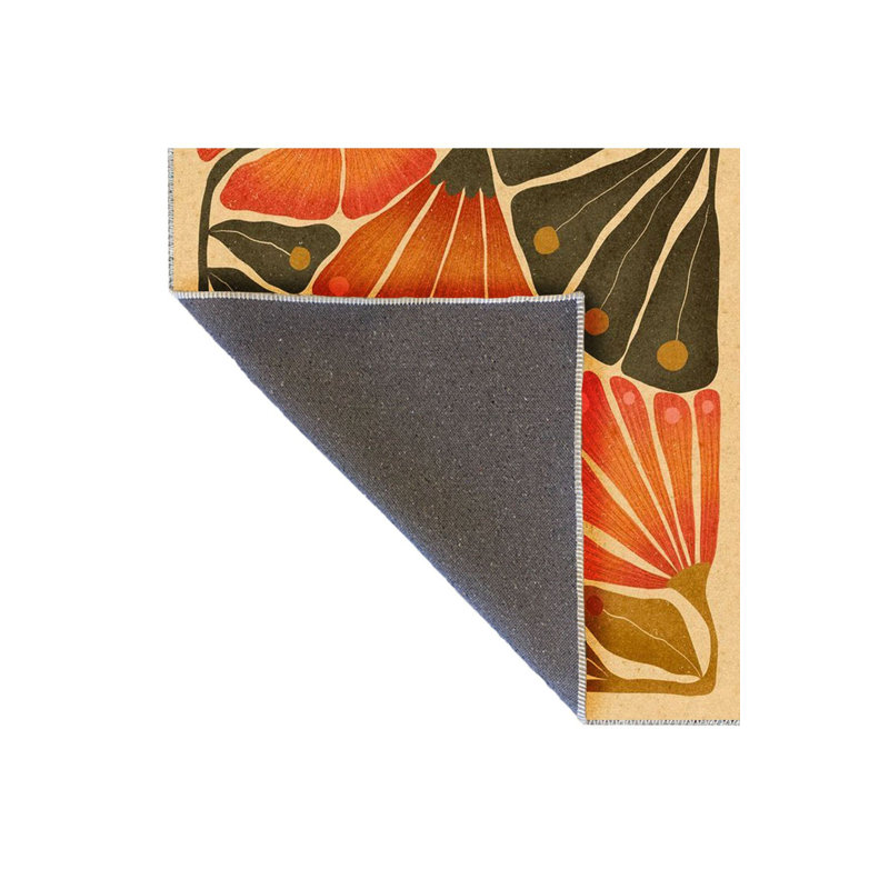 Tapis décoratif à motif de feuilles d'oranges, Sous-tapis rectangulaire 2 pi 6 po x 4 pi 11 po