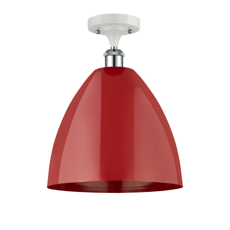 Semi Flush Mount, White/Polished Chrome, Red