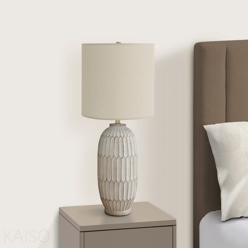 Lighting, H 24 po, lampe de table, résine crème, abat-jour ivoire / crème, transitionnel