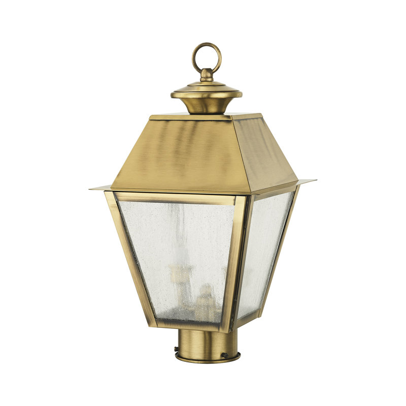 Tête de lanterne câblée à 1 lumière H 17,5 po Fraida, Laiton antique