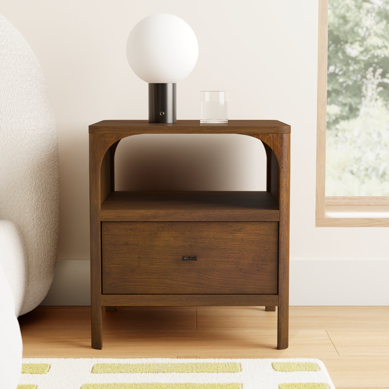 Kaela 21.1'' W Solid Wood Nightstand, Walnut