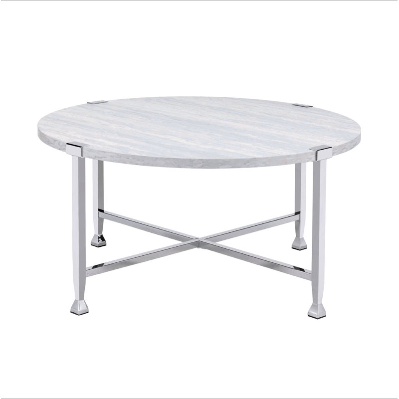 Table basse ronde avec cadre en métal
