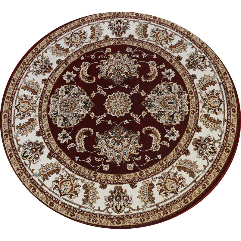Tapis traditionnel à motif floral Tabriz, Rond 8 pi 0 po x 8 pi 0 po