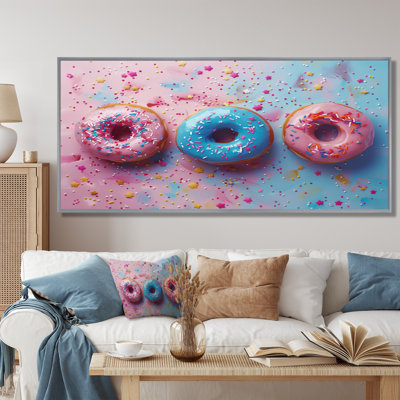 Delicious Pink And Blue Sparkle Donuts I - Food Donuts Wall Decor