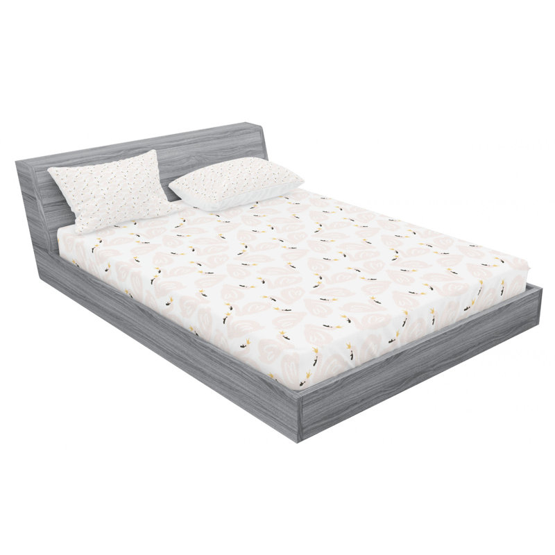 Swan Microfiber Patterned Sheet Set, Queen Sheet Set + Fitted Sheet + 2 Pillowcases