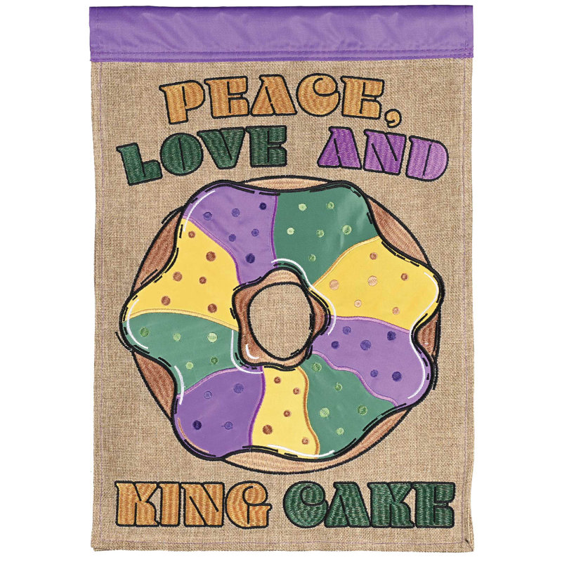 Drapeau de jardin en toile de jute pour gâteau de paix Peace Love