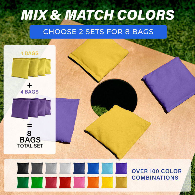 GoSports Cornhole Bean Bags Set of 4 - Regulation All Weather - Yellow, Yellow