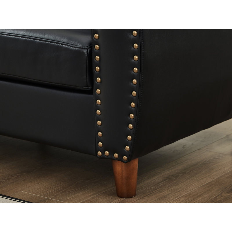 Causeuse en similicuir 58 po, Black