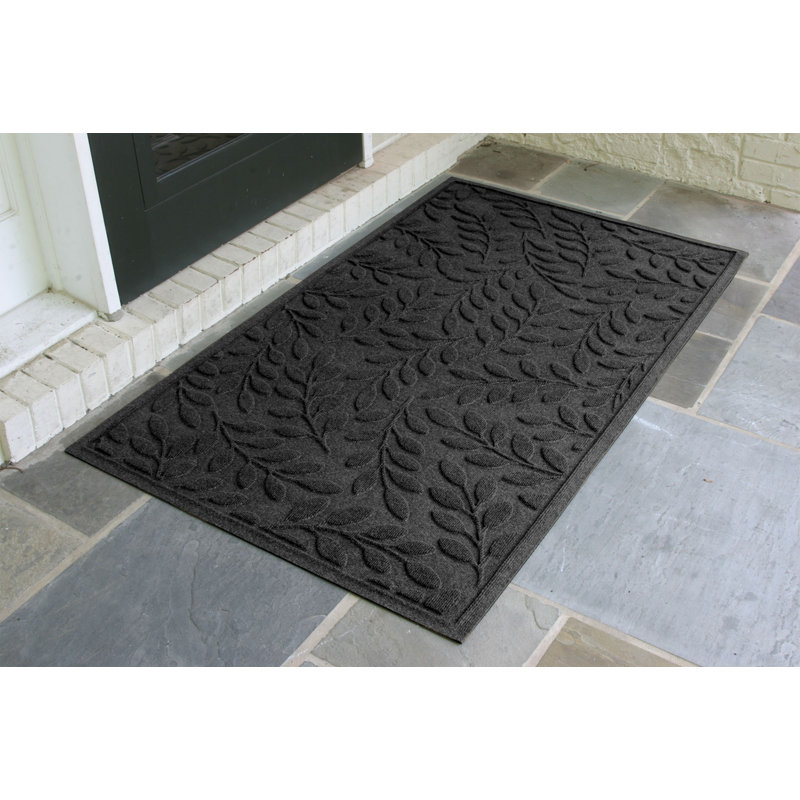 WaterHog Brittney Leaf Indoor Outdoor Door Mat, 2'11 x 4' 11", Charcoal