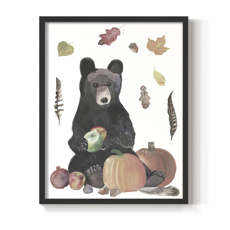 «CuteAutumnForestI», reproduction encadrée - bois massif, H 15 po x l 12 po, Noir, noir, noir, noir