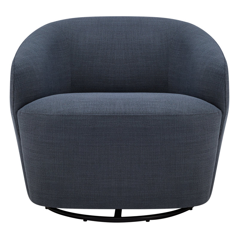 Fauteuil demi-tonneau pivotant rembourré Ingetraut, Indigo Effie