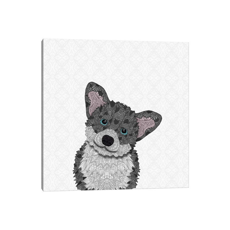 Cute Blue Corgi by Angelika Parker - Wrapped Canvas Print, 66.04cm H x 66.04cm W x 1.905cm D