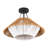 3-Light Natural Rattan Semi Flush Mount Light