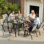 Chaises de salle à manger de patio peu encombrantes, ensemble moderne en métal textilène pour la terrasse