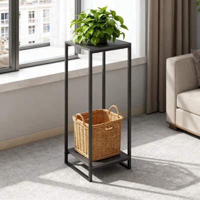 34-Inch Tall 2-Tier Plant Stand For Indoor And Outdoor Use, Modern Corner Plant Shelf With Sturdy Metal Frame For Living Room, Balcony, Patio, And Garden Decor