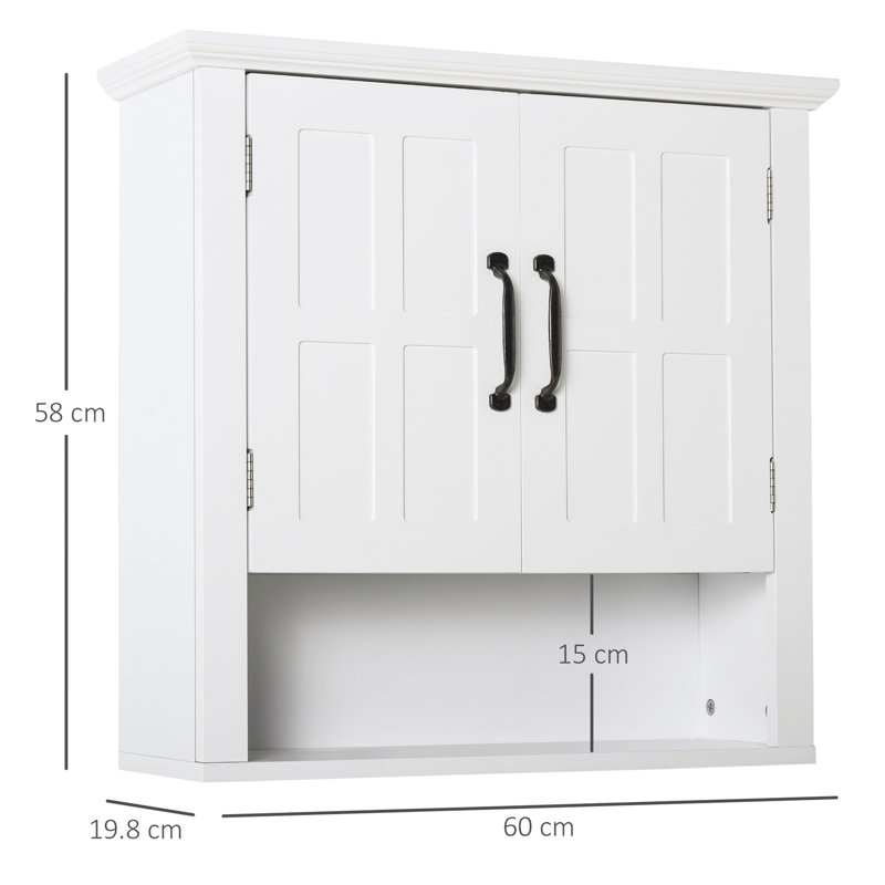 Armoire murale polyvalente pour salle de bain avec tablette réglable et portes, idéale pour l'organisation de la salle de bain et pour optimiser l'espace.