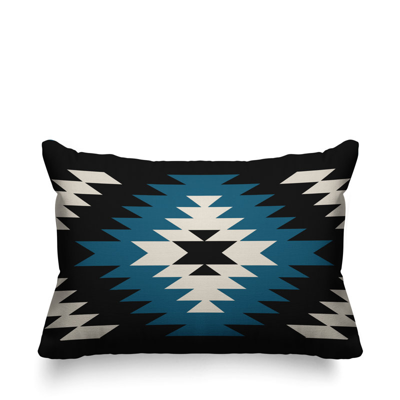 Southwestern Indoor/Outdoor Throw Pillow, Turquoise, 14"H x 20"W