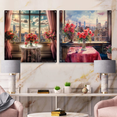 Magnifique table vue de New York I - ensemble de 2 art mural en verre acrylique New York