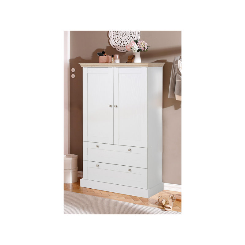 Rawls Manufactured Wood Wardrobe, White / Oak