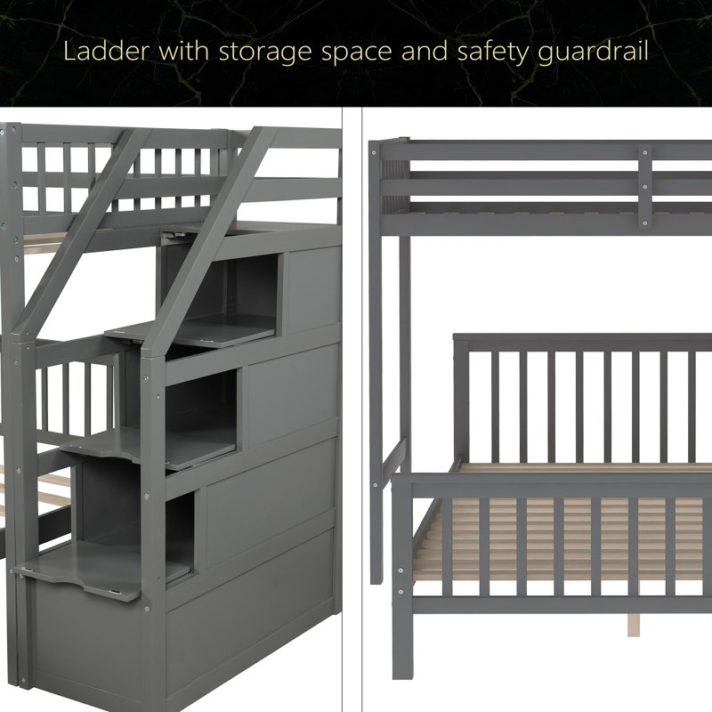 Harriet Bee Twin Over Full Loft Bed With Staircase - Wayfair Canada
