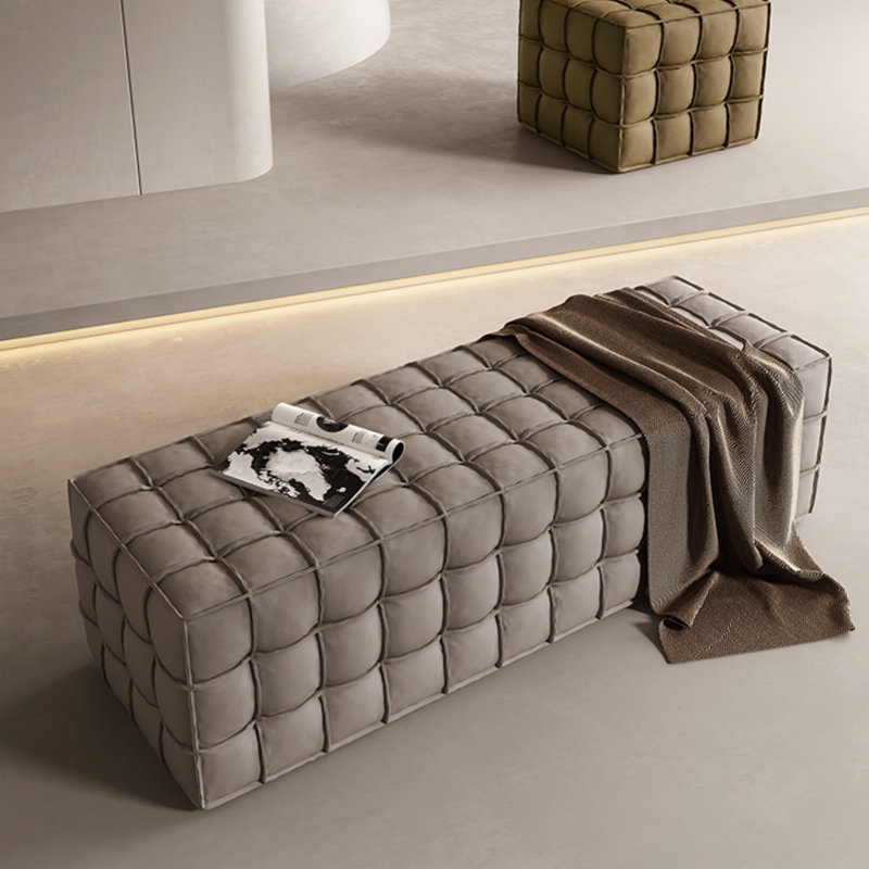 Banc moderne en tissu simple, Gris