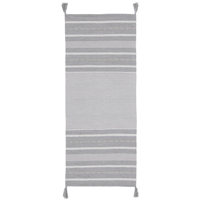 Zoltán Hand Woven Cotton Rug, Runner 2'6" x 6'