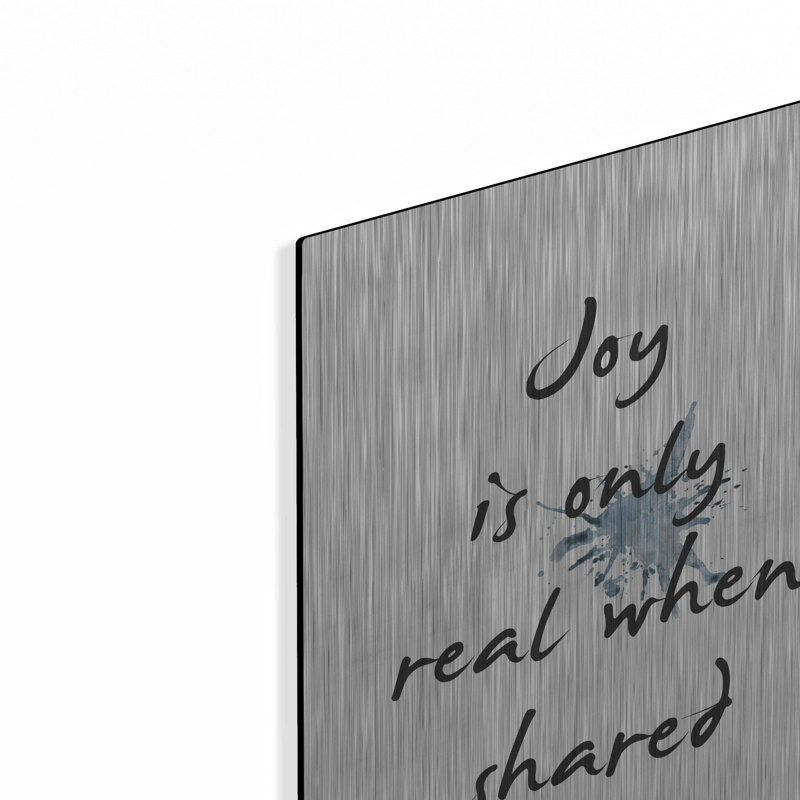 Joy, art textuel sur métal sans cadre, H 16 po x l 12 po x P 0,13 po