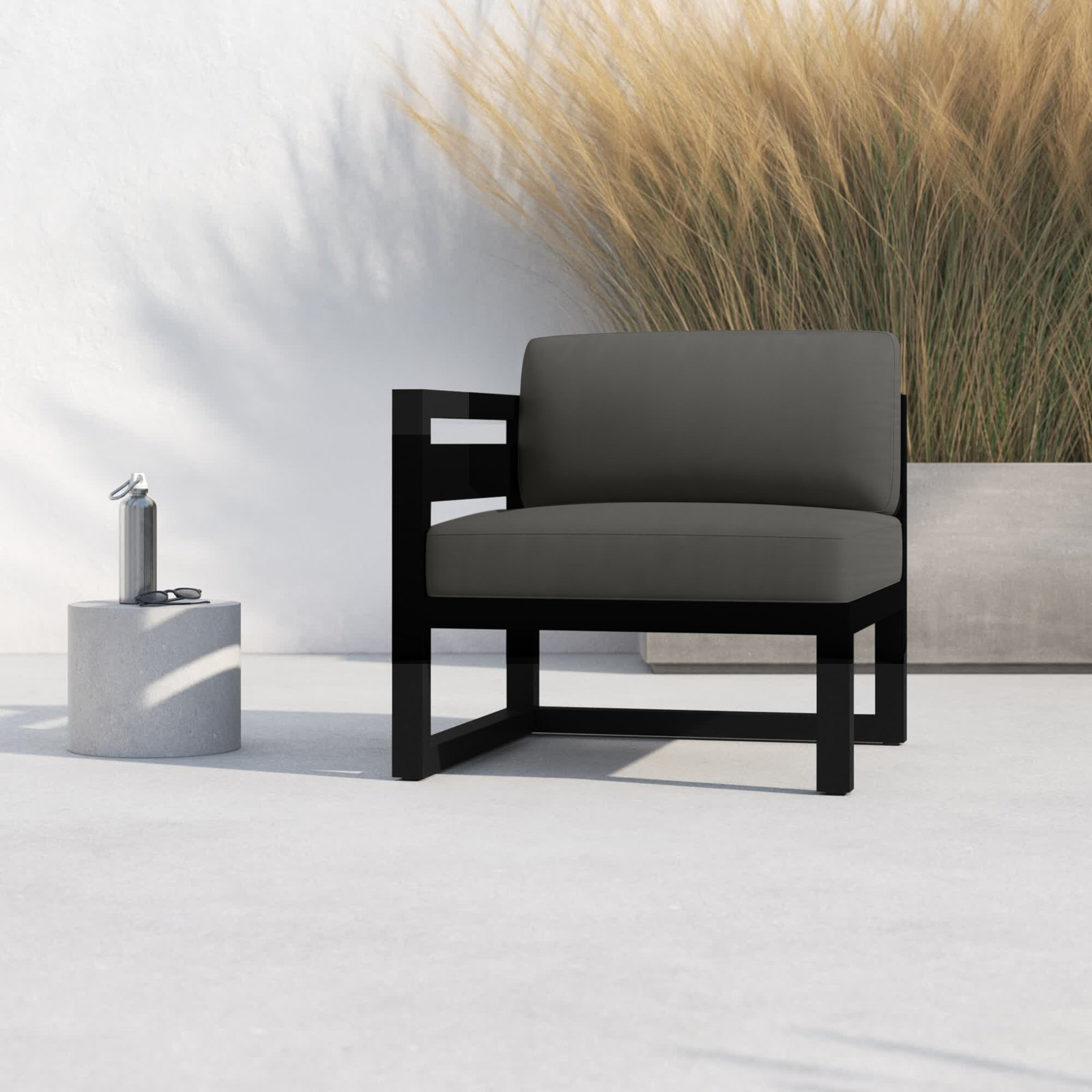 Smith Sunbrella® Patio Lounge Chair, Canvas Charcoal, Black