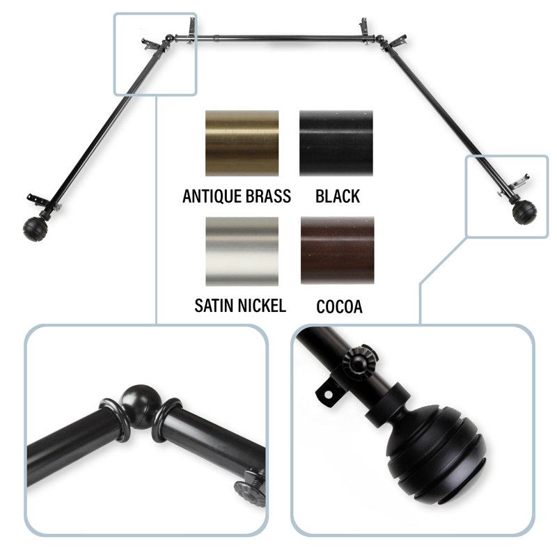 Ensemble de tringle à rideaux simple et quincaillerie pour baie vitrée Pepin, Noir