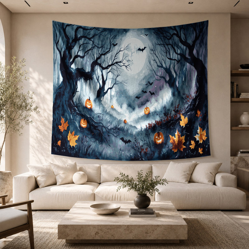 Tapisserie murale d'Halloween aquarelle, 26" x 36"