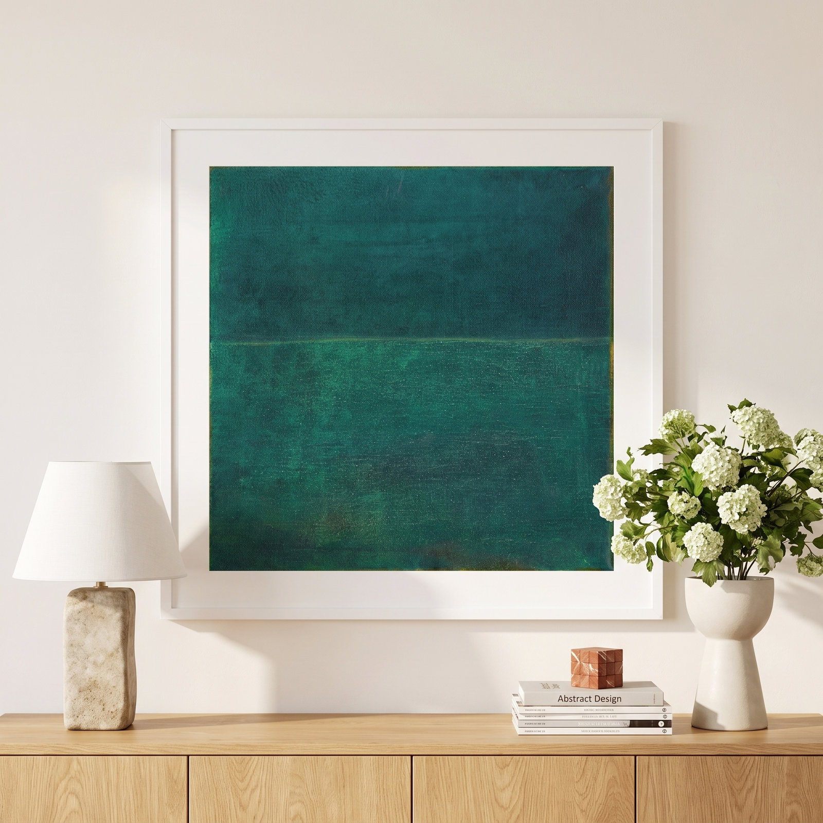 Reach "Green Zen I" Print by Jodi Fuchs, 41.12" H x 41.12" W x 0.88" D, White Framed Paper